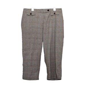 Vintage Talbot's Capri Pants Size 8 Red Gray Plaid Side Pockets Belt Loops Zip